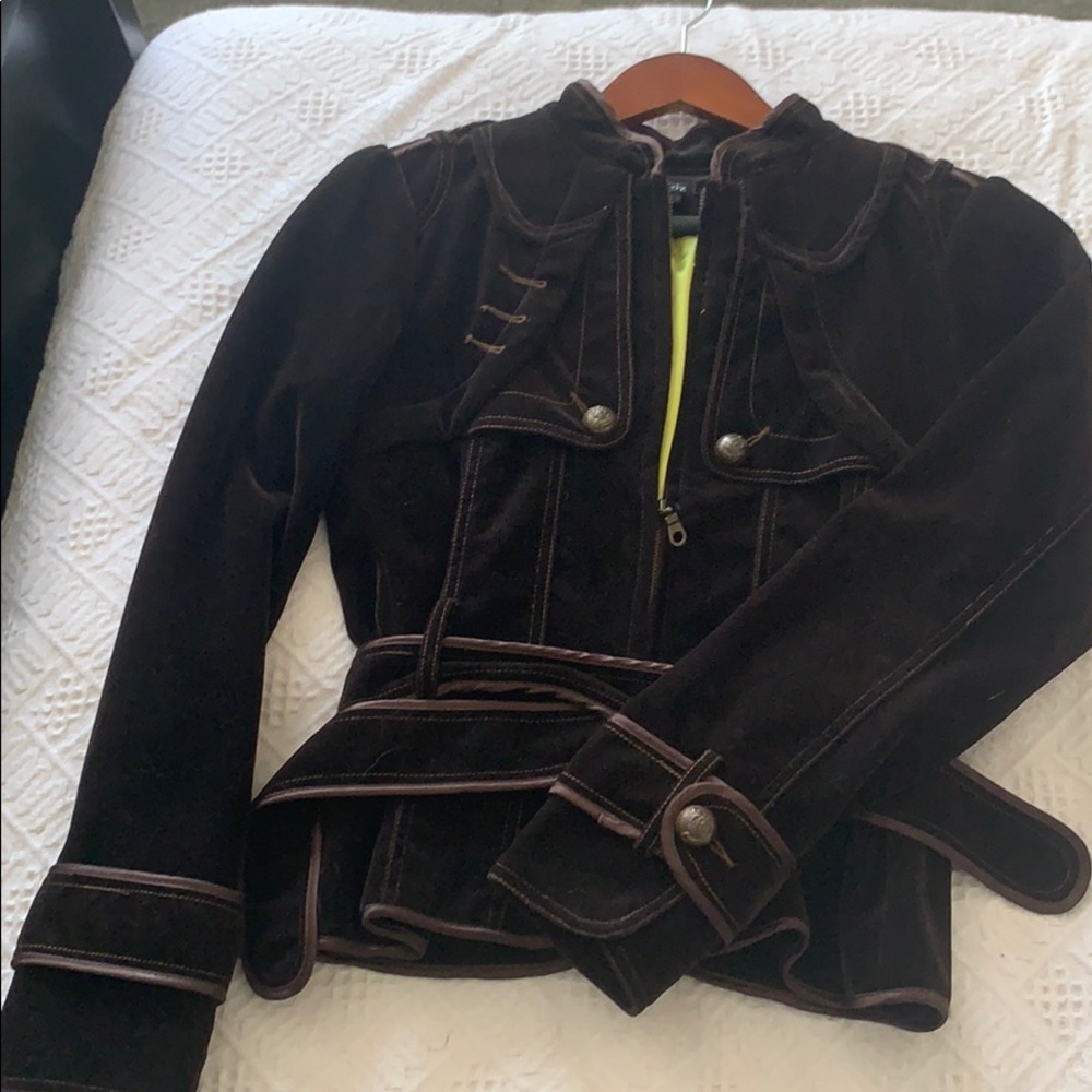 Military styled velvet jacket